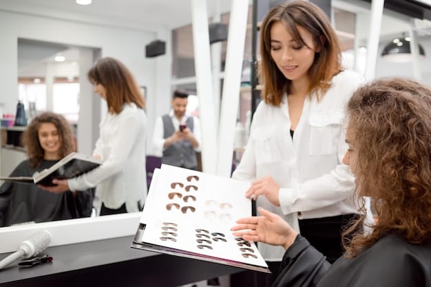 Konsultacja kolorystyczna w salonie – przedstawiciel handlowy branży beauty